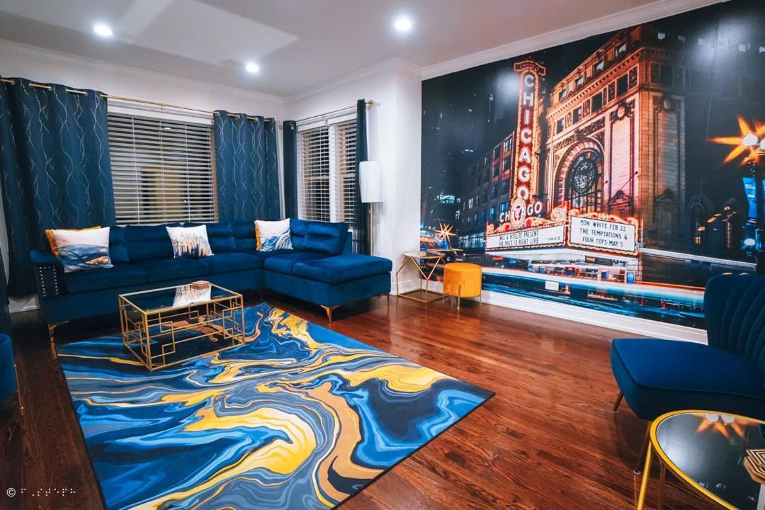 The Blue Golden Luxury Modern 3- Bedroom Apartment In Chicago Exteriör bild